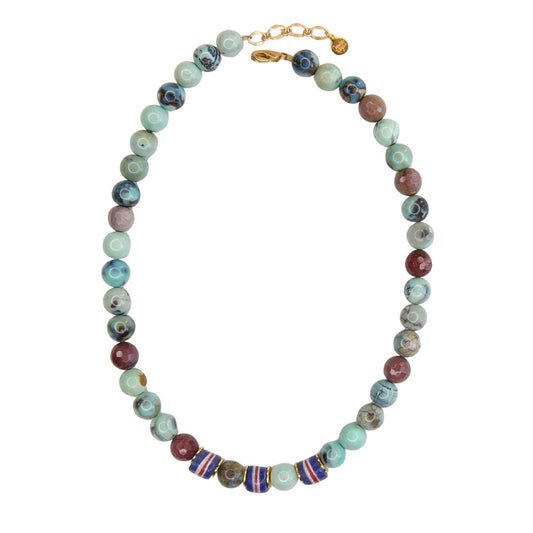 Sheba Beaded Necklace in Blue Opal
