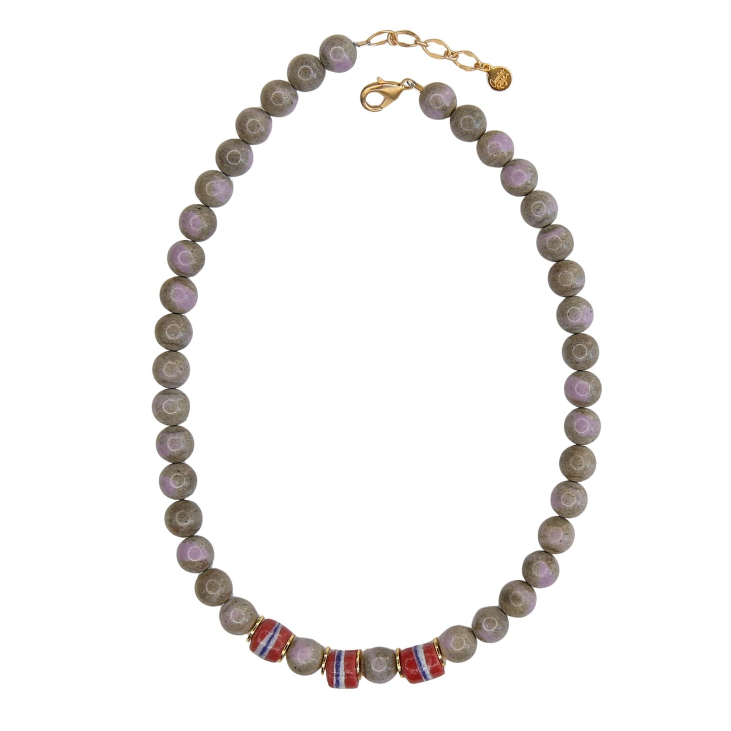 Sheba Beaded Necklace in Plum