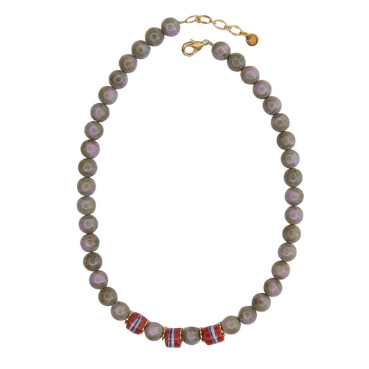 Sheba Beaded Necklace in Plum