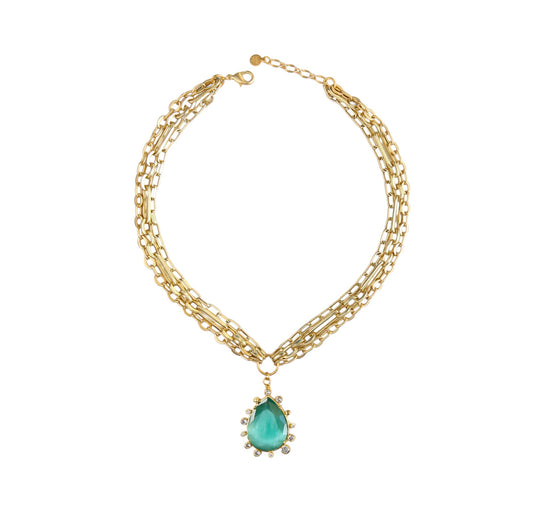 Soléa Multi Chain Pendant in Greens