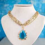 Soléa Multi Chain Pendant in Powder Blue
