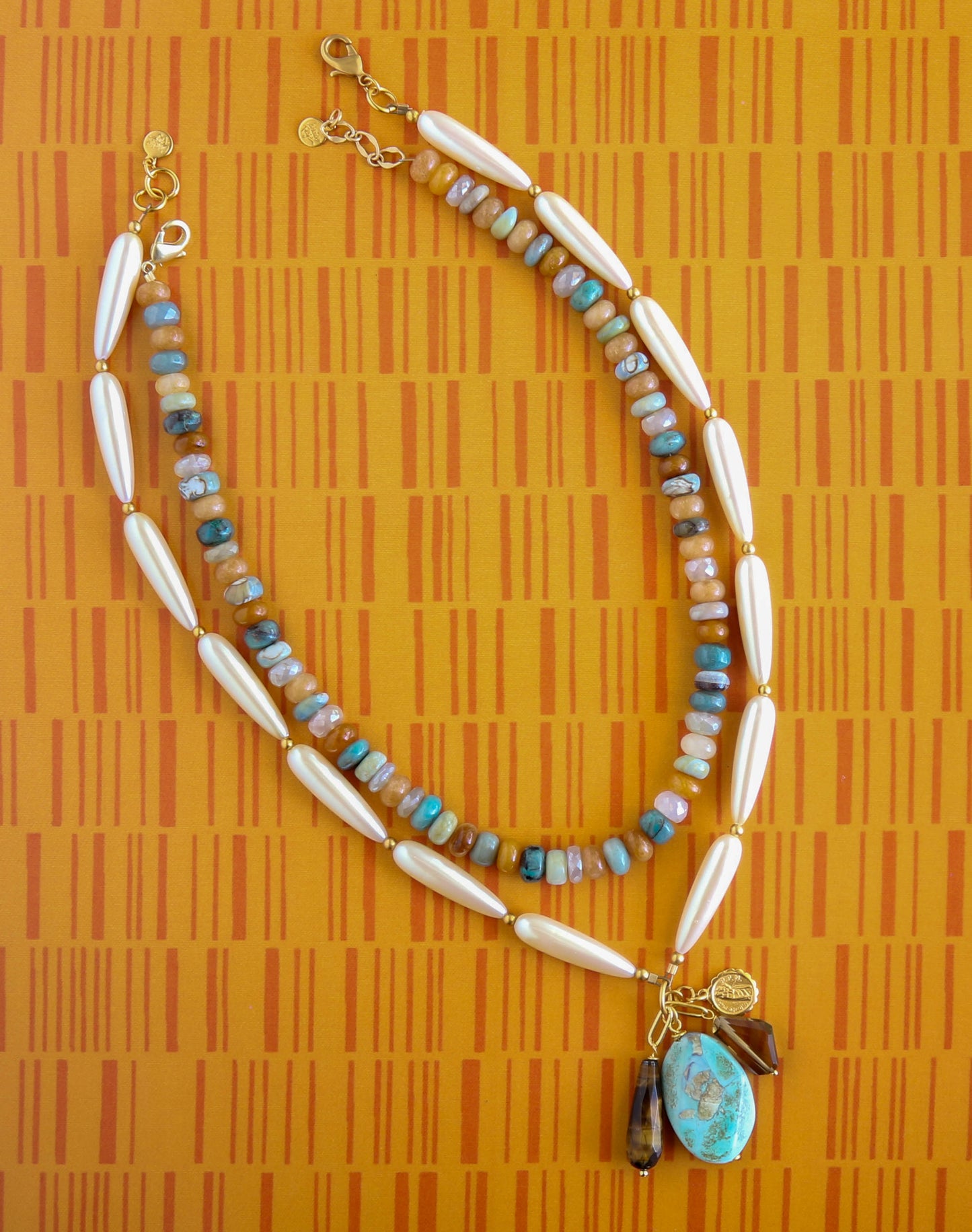 Milo Charm Necklace in Gray Agate