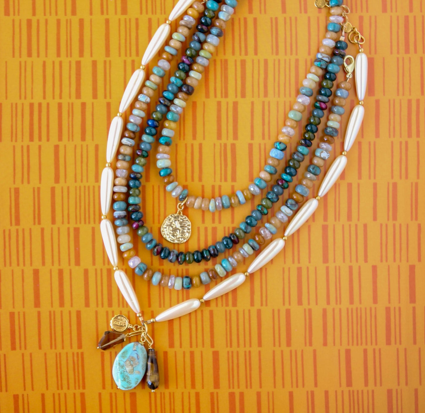 Candied Beaded Necklace in Marigold Multi