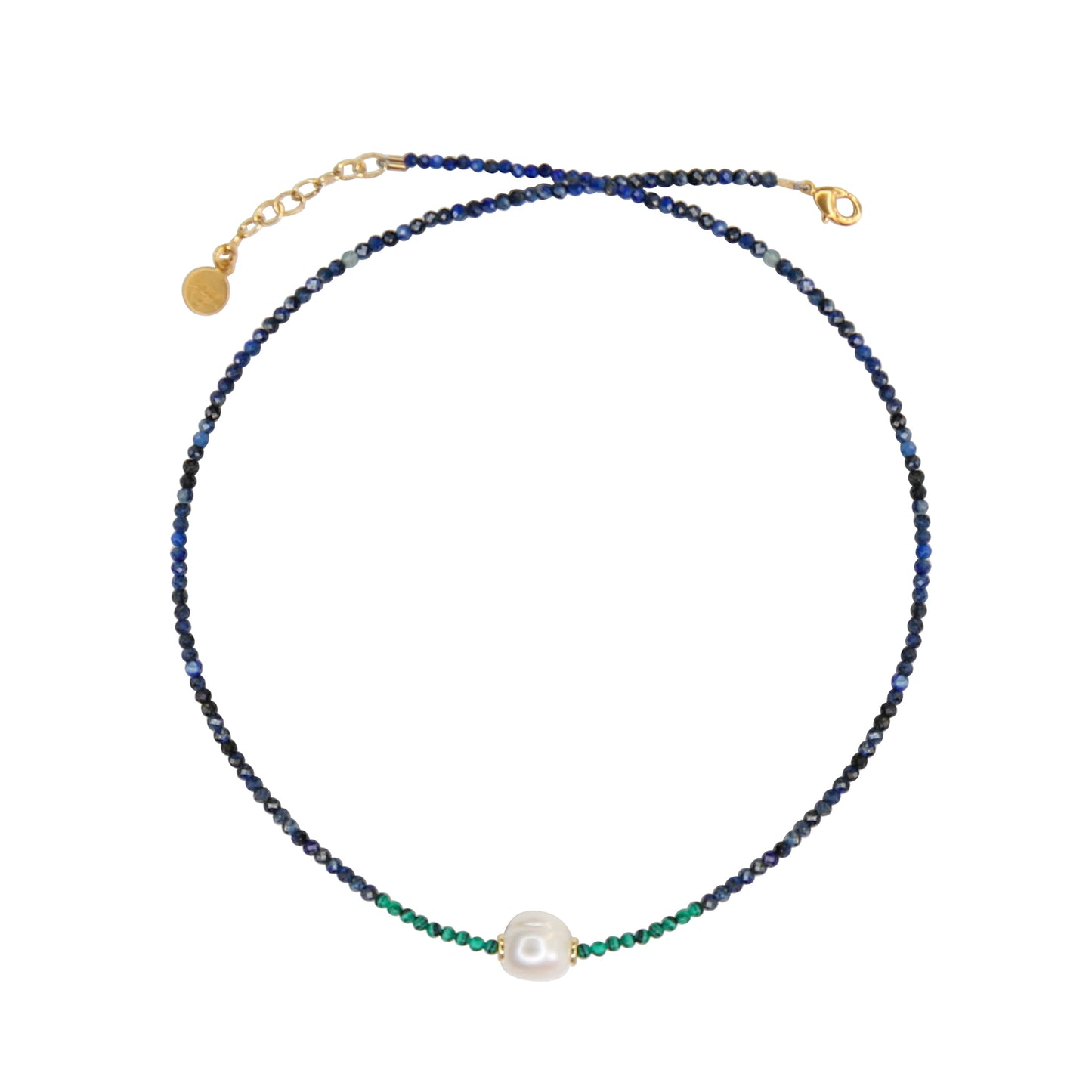 Tether Pearl Necklace in Malachite and Lapis