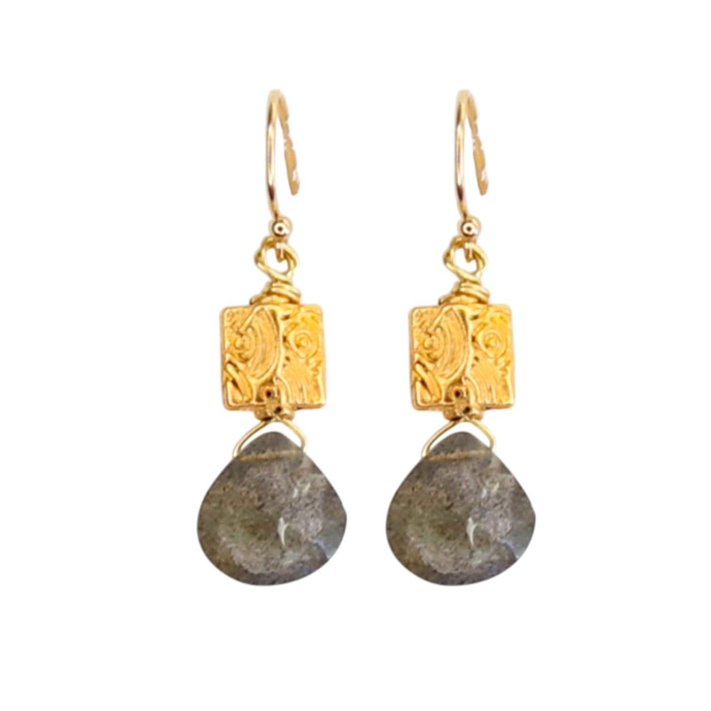 Thumbtack Earrings in Labradorite