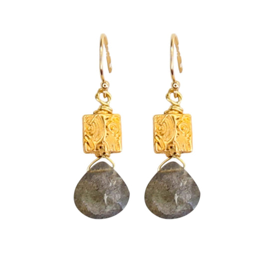 Thumbtack Earrings in Labradorite