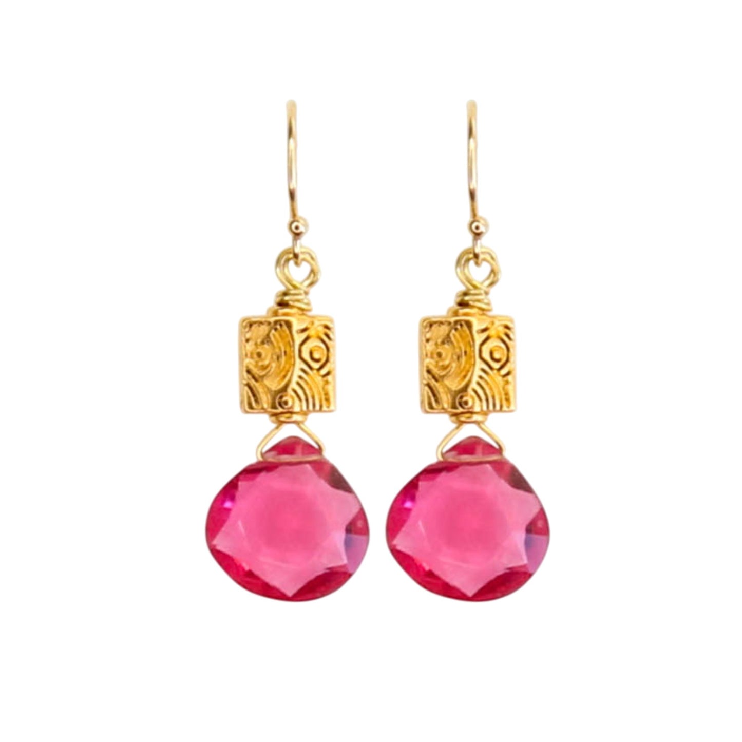 Thumbtack Earrings in Hot Pink Chalcedony