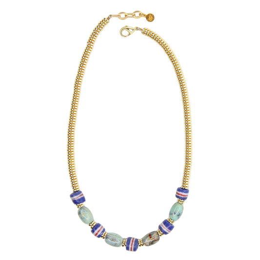 Tribe Beaded Necklace in Blue Opal
