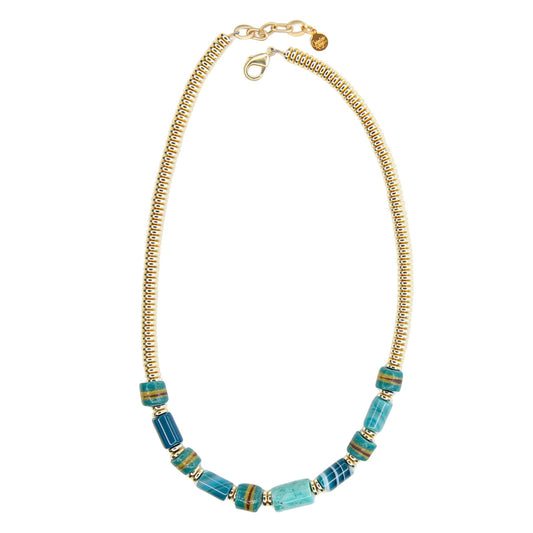 Tribe Beaded Necklace in Deep Teal