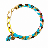 Twizel Braided Bracelet with Fish or Gemstone/Blue Ribbon