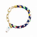 Twizel Braided Bracelet with Fish or Gemstone/Blue Ribbon