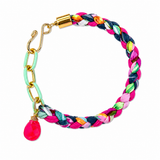 Twizel Braided Bracelet with Fish or Gemstone/Blue Ribbon