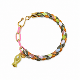 Twizel Braided Bracelet with Fish or Gemstone/Blue Ribbon