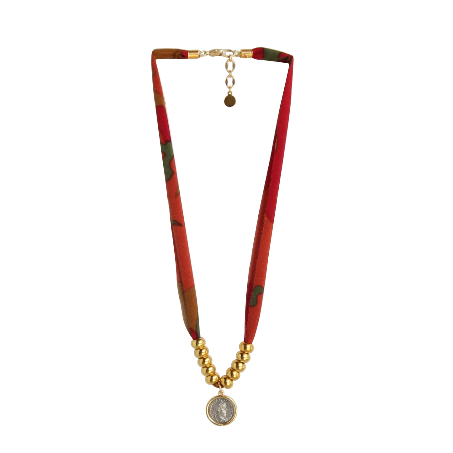 Two Tone Fabric Necklace in Merlot