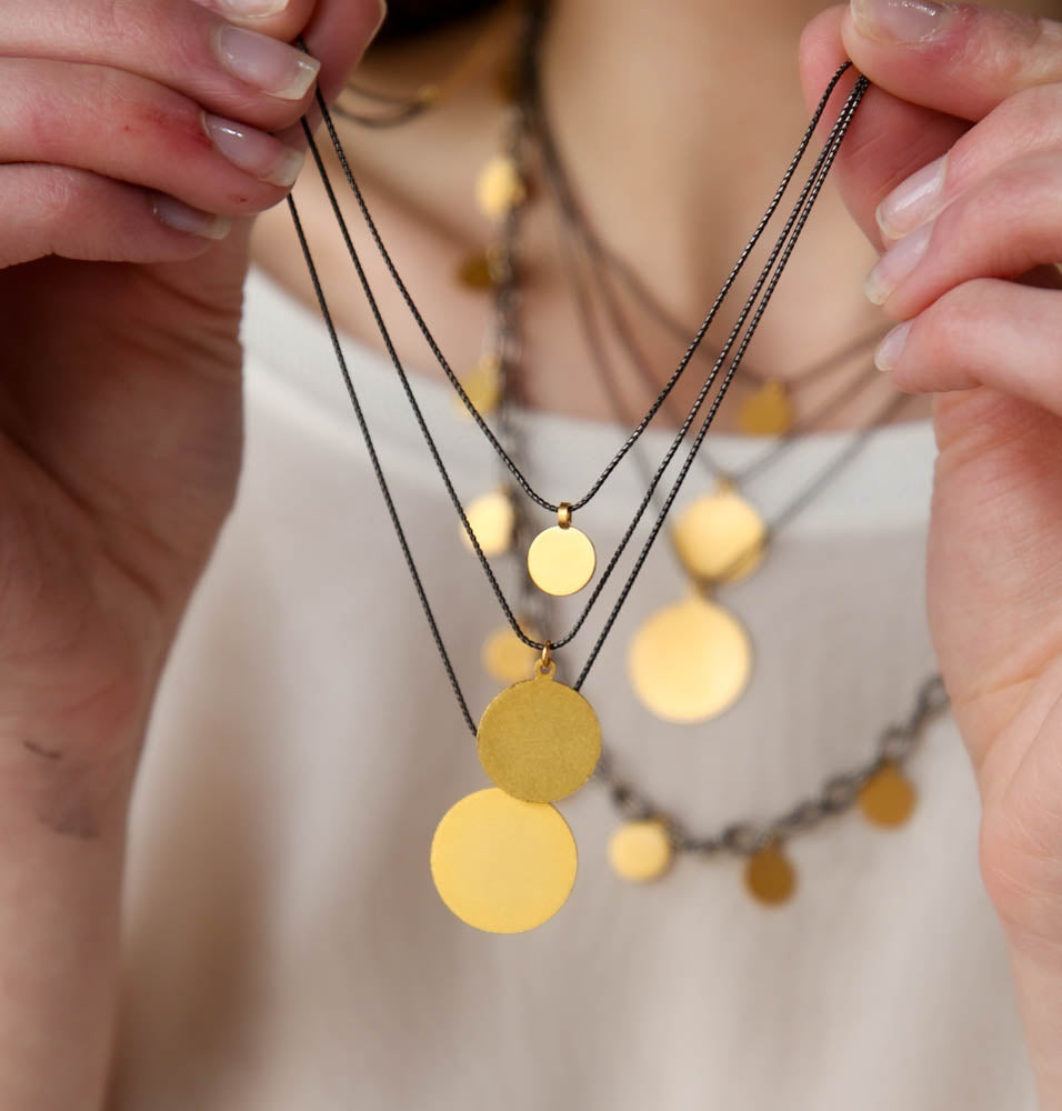 Velour Triple Strand Necklace in Black