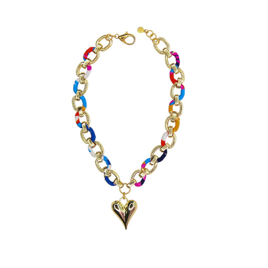 Zaza Pendant Necklace in Hot Pink Multi