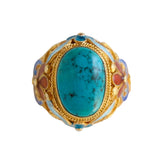 Antique Cloisonne Turquoise Ring